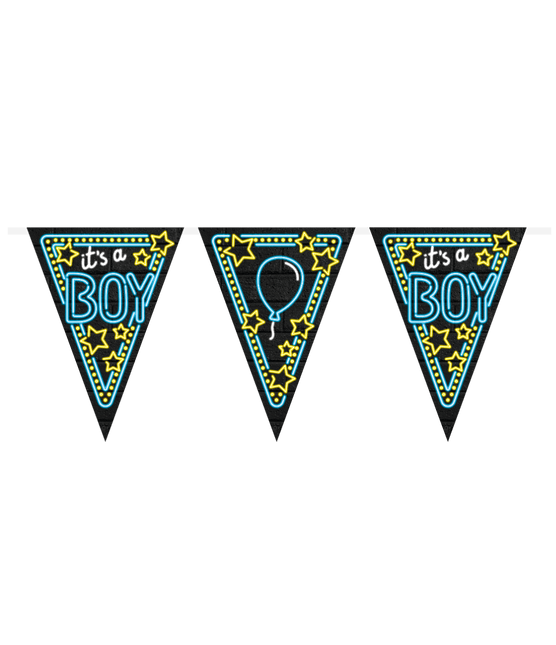 Geboorte Slingers Its a Boy! Neon 10m van Paper Dreams koop je bij Partywinkel