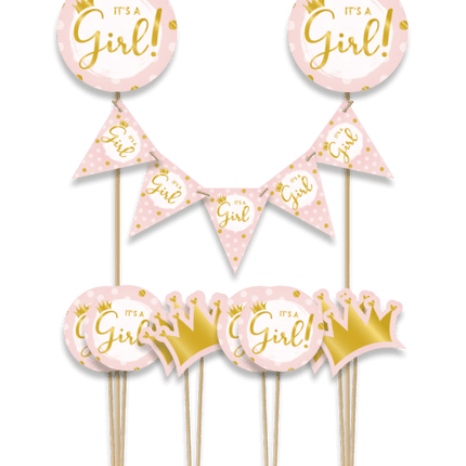 Geboorte Taarttopper Meisje 30cm van Paper Dreams koop je bij Partywinkel