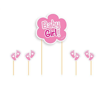 Geboorte Taarttopper Set Meisje 5 delig van Folat koop je bij Partywinkel