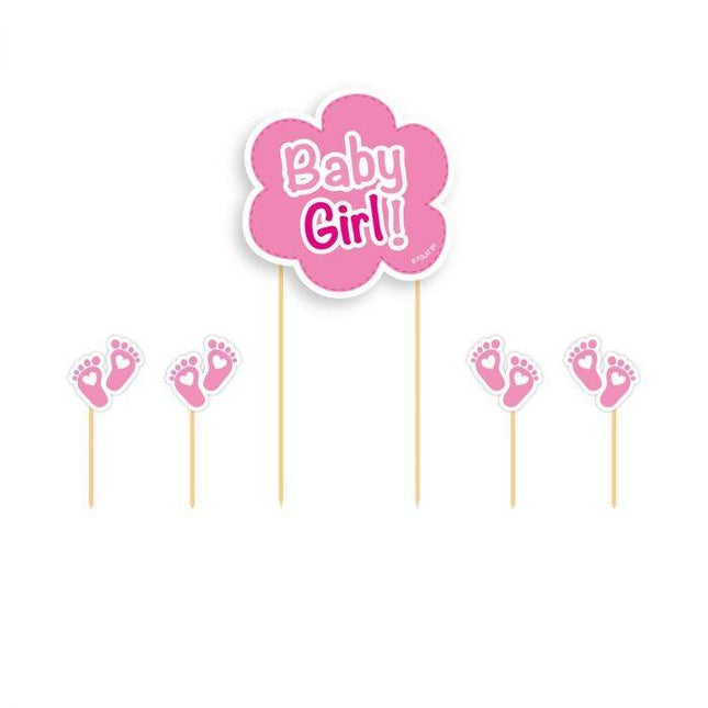 Geboorte Taarttopper Set Meisje 5 delig van Folat koop je bij Partywinkel