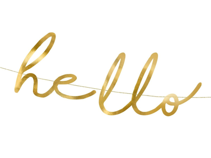 Geboorteslinger Hello Baby Goud 70cm van Partydeco koop je bij Partywinkel