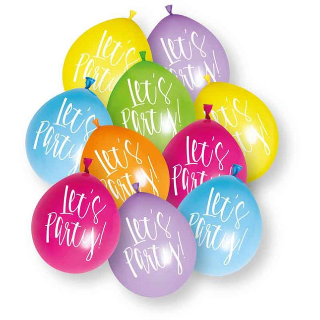 Gekleurd Ballonnen Lets Party 23cm 10st van Unique koop je bij Partywinkel