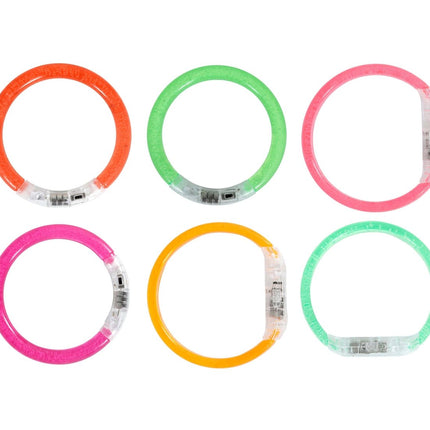 Gekleurde Armband Glow In The Dark 8cm 4st van Fiestas Guirca koop je bij Partywinkel