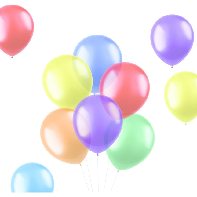 Gekleurde Ballonnen Doorzichtig 33cm 100st van Folat koop je bij Partywinkel
