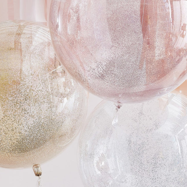 Gekleurde Ballonnen Metallic Glitter 45cm 3st van Ginger Ray koop je bij Partywinkel
