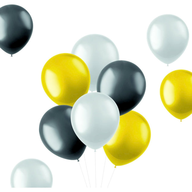 Gekleurde Ballonnen Zwart Goud Zilver Metallic 33cm 100st van Folat koop je bij Partywinkel