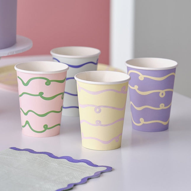 Gekleurde Bekers 8st van Ginger Ray koop je bij Partywinkel