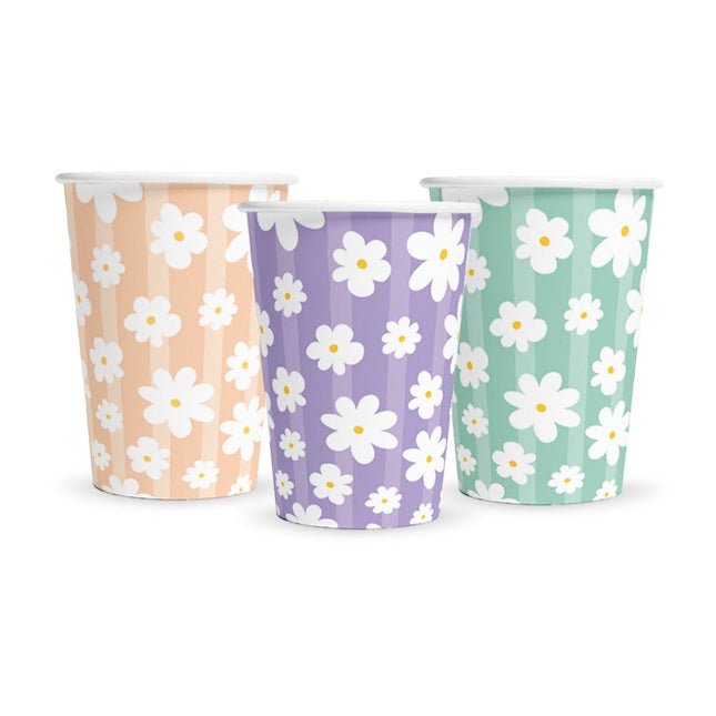 Gekleurde Bekers Madeliefjes 210ml 8st van WeFiesta koop je bij Partywinkel