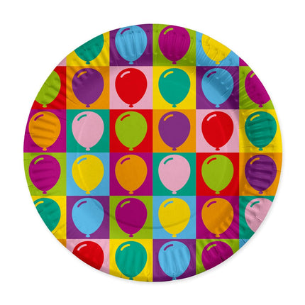 Gekleurde Borden Papier Ballonnen 23cm 8st van WeFiesta koop je bij Partywinkel