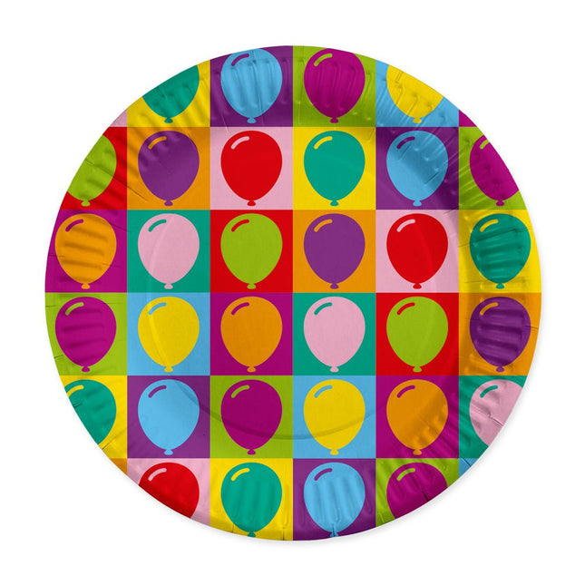Gekleurde Borden Papier Ballonnen 23cm 8st van WeFiesta koop je bij Partywinkel