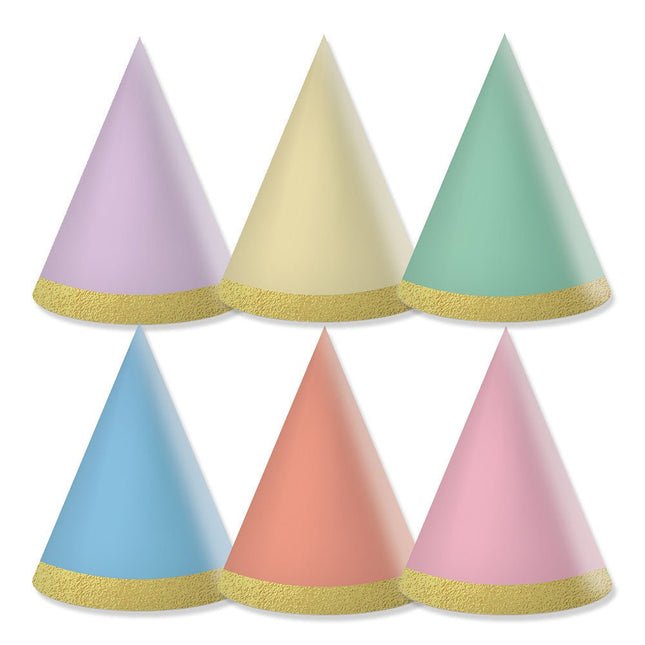 Gekleurde Feesthoedjes 9cm 6st van Procos koop je bij Partywinkel