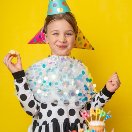 Gekleurde Feesthoedjes Stippen XL 16cm 6st van Partydeco koop je bij Partywinkel