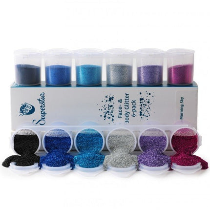Gekleurde Glitters 6st van Superstar koop je bij Partywinkel