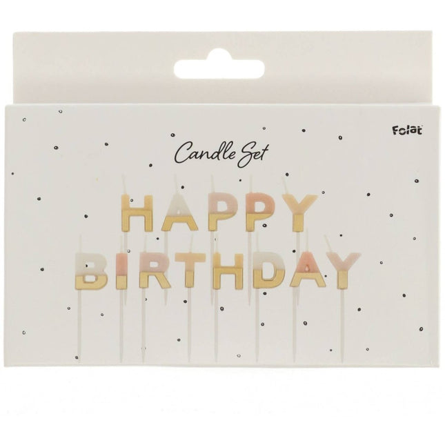 Gekleurde Happy Birthday Kaarsen Pastel van Folat koop je bij Partywinkel