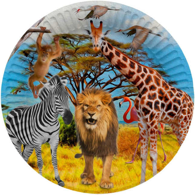 Gekleurde Jungle Borden 23cm 8st van Folat koop je bij Partywinkel