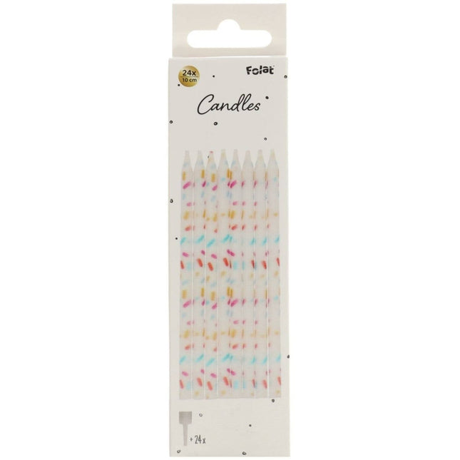 Gekleurde Kaarsen Confetti 8st van Folat koop je bij Partywinkel