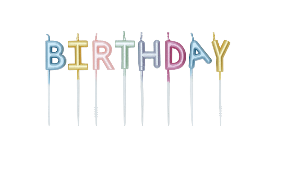 Gekleurde Kaarsen Happy Birthday Pastel van WeFiesta koop je bij Partywinkel