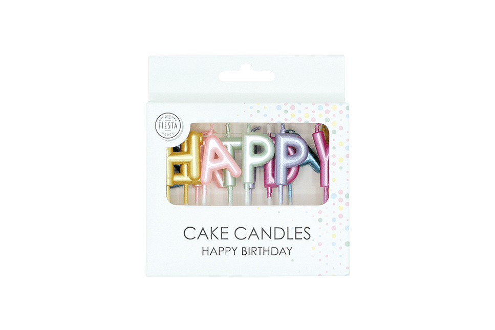 Gekleurde Kaarsen Happy Birthday Pastel van WeFiesta koop je bij Partywinkel