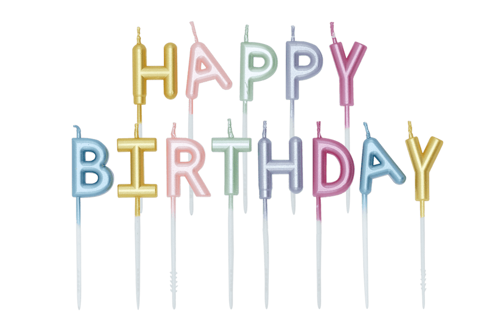 Gekleurde Kaarsen Happy Birthday Pastel van WeFiesta koop je bij Partywinkel
