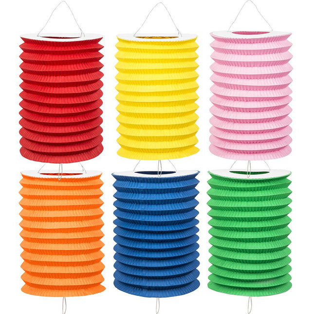 Gekleurde Lampionnen Trek 16cm 12st van Boland koop je bij Partywinkel