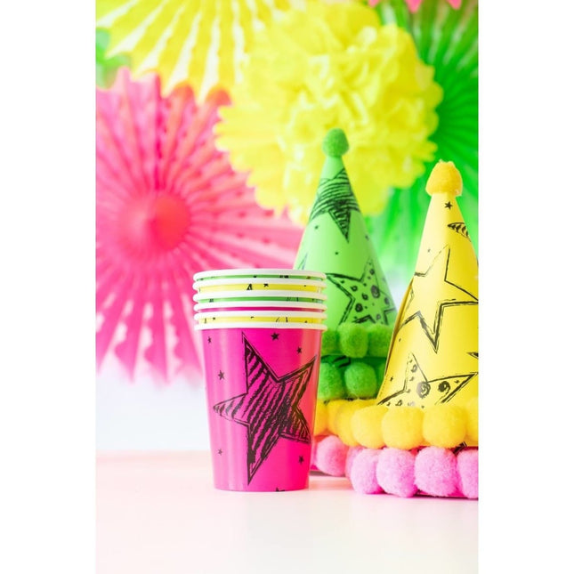 Gekleurde Neon Bekers 250ml 6st van Folat koop je bij Partywinkel