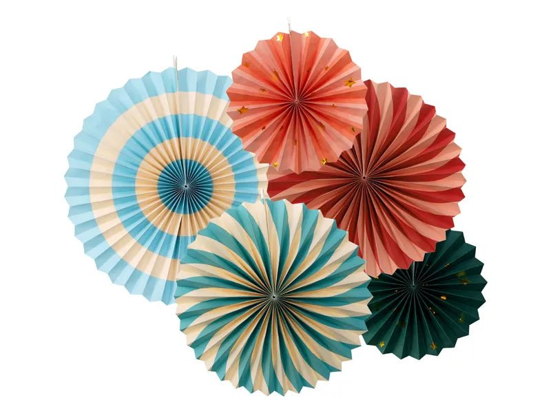 Gekleurde Papieren Waaiers 5st van Partydeco koop je bij Partywinkel