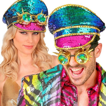 Gekleurde Pet Pailletten Met Bril van Widmann koop je bij Partywinkel