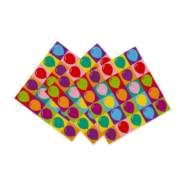 Gekleurde Servetten 3- Laags Ballonnen 33cm 20st van WeFiesta koop je bij Partywinkel