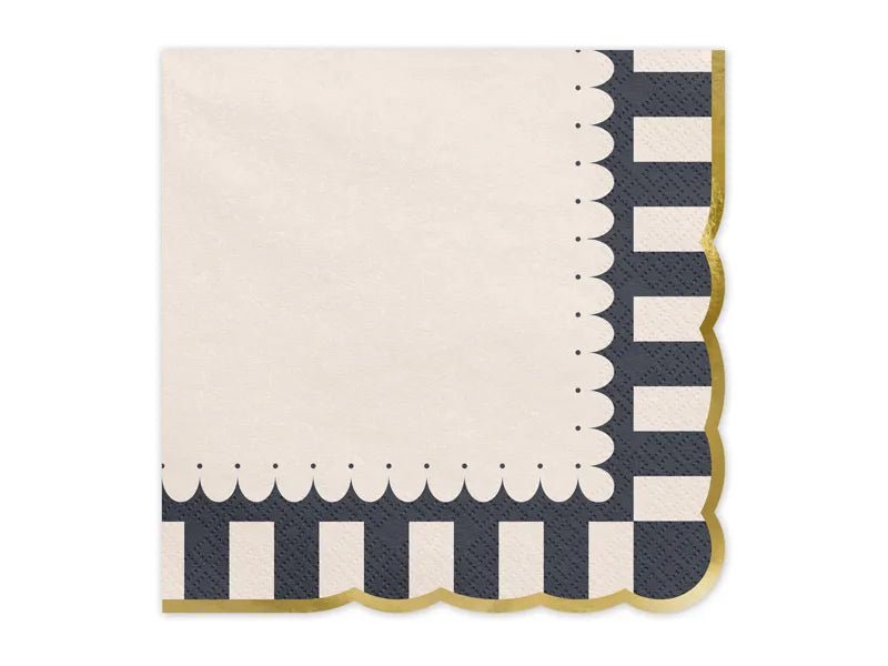 Gekleurde Servetten Gestreept Gouden Rand 33cm 12st van Partydeco koop je bij Partywinkel