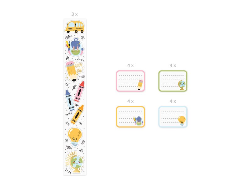 Gekleurde Sticker School 19 delig van Partydeco koop je bij Partywinkel