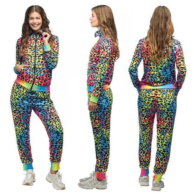 Gekleurde Trainingspak Fout Dames Luipaard Uv van Boland koop je bij Partywinkel