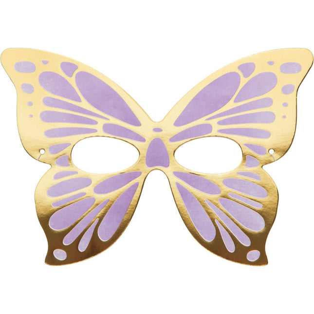 Gekleurde Vlinder Maskers 19cm 8st van Creative Converting koop je bij Partywinkel