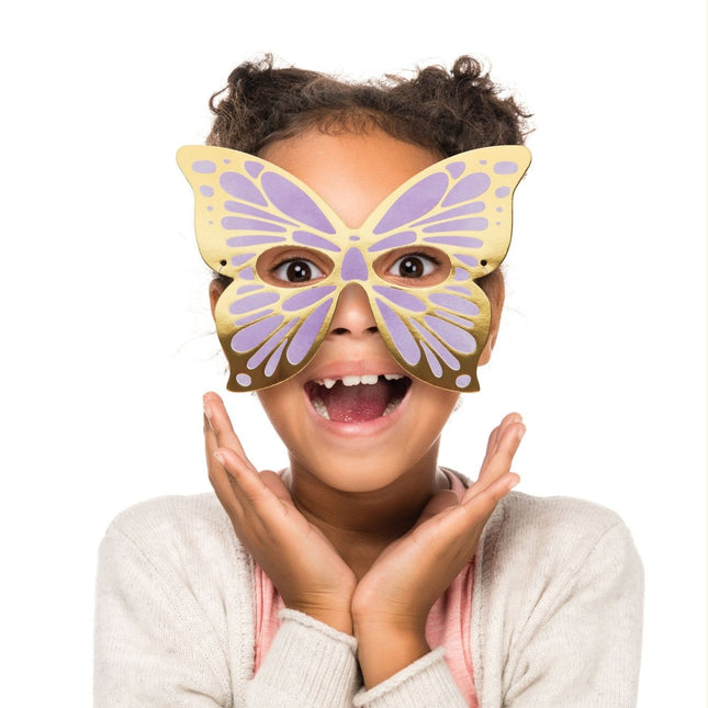 Gekleurde Vlinder Maskers 19cm 8st van Creative Converting koop je bij Partywinkel