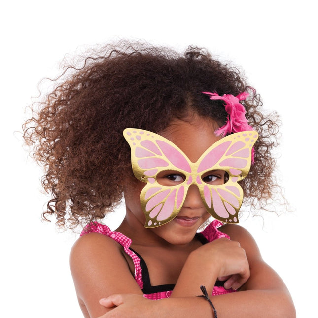 Gekleurde Vlinder Maskers 19cm 8st van Creative Converting koop je bij Partywinkel
