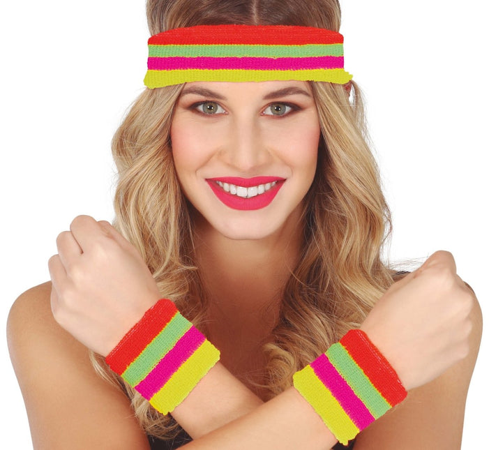 Gekleurde Zweetbandjes 3 delig van Fiestas Guirca koop je bij Partywinkel