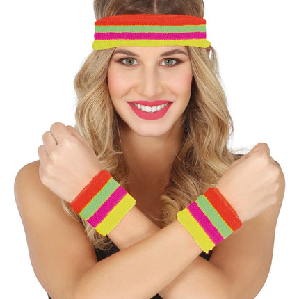 Gekleurde Zweetbandjes 3 delig van Fiestas Guirca koop je bij Partywinkel