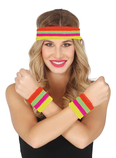 Gekleurde Zweetbandjes 3 delig van Fiestas Guirca koop je bij Partywinkel