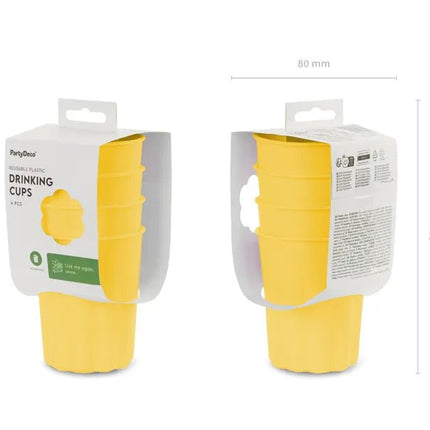 Gele Beker Herbruikbaar 220ml 4st van Partydeco koop je bij Partywinkel
