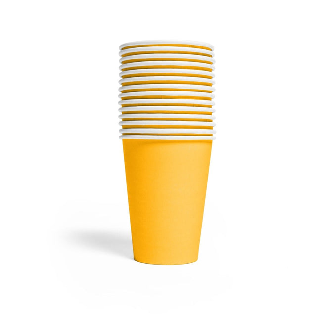Gele Bekers Papier 210ml 14st van WeFiesta koop je bij Partywinkel