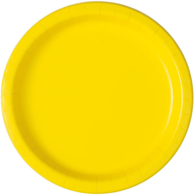 Gele Borden Rond 23cm 16st van Unique koop je bij Partywinkel