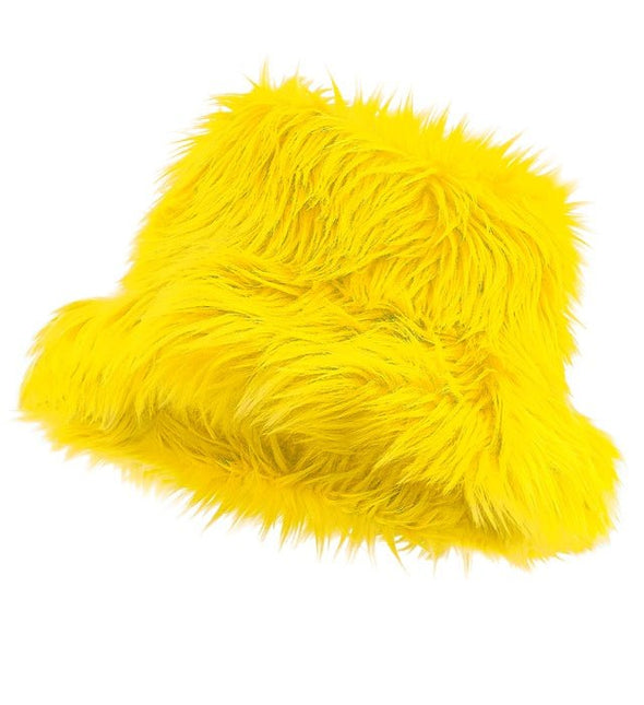 Gele Bucket Hat Pluche van Widmann koop je bij Partywinkel