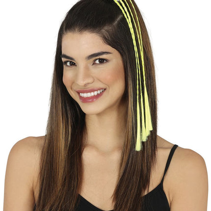 Gele Hair Extension 35cm 3st van Fiestas Guirca koop je bij Partywinkel