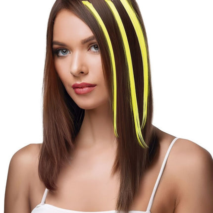 Gele Hair Extension 50cm 3st van Fiestas Guirca koop je bij Partywinkel