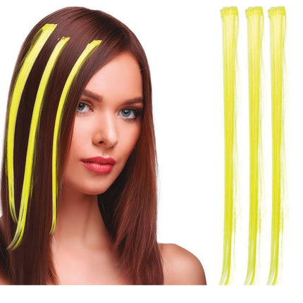 Gele Hair Extension 50cm 3st van Fiestas Guirca koop je bij Partywinkel