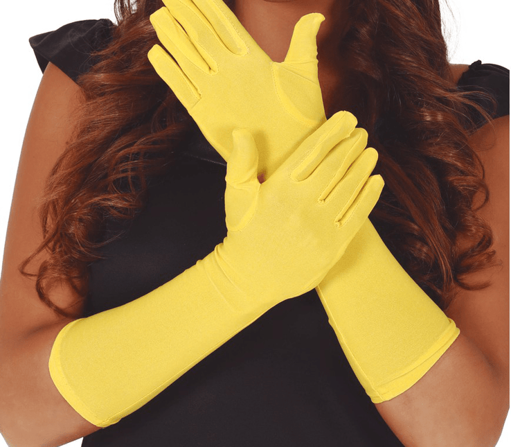 Gele Handschoenen 42cm van Fiestas Guirca koop je bij Partywinkel