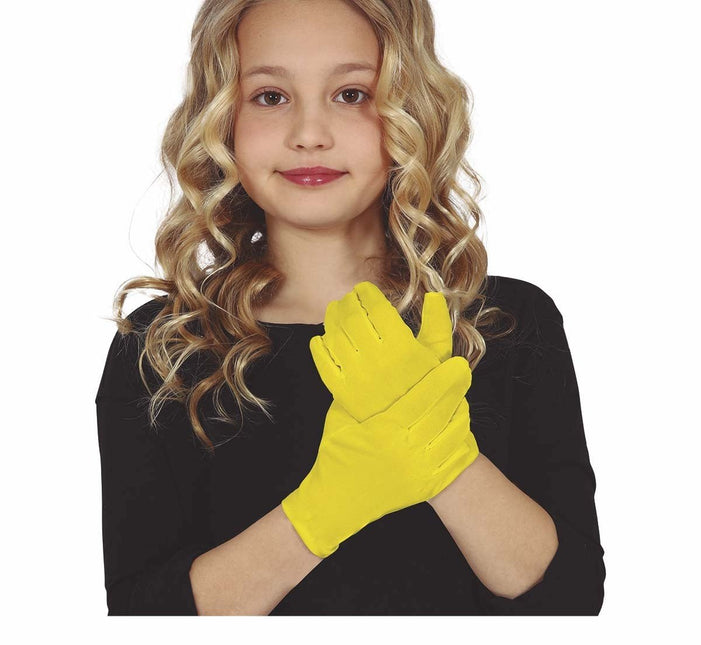 Gele Handschoenen Kind 17cm van Fiestas Guirca koop je bij Partywinkel