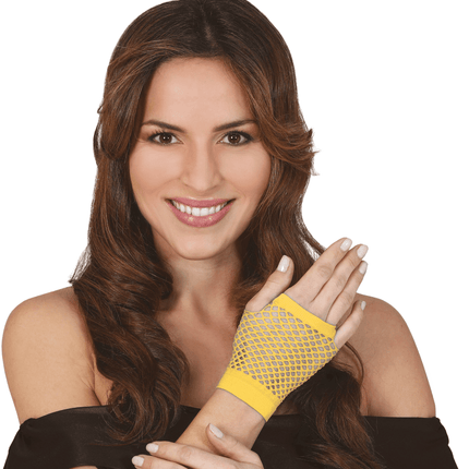 Gele Handschoenen Visnet 11cm van Fiestas Guirca koop je bij Partywinkel