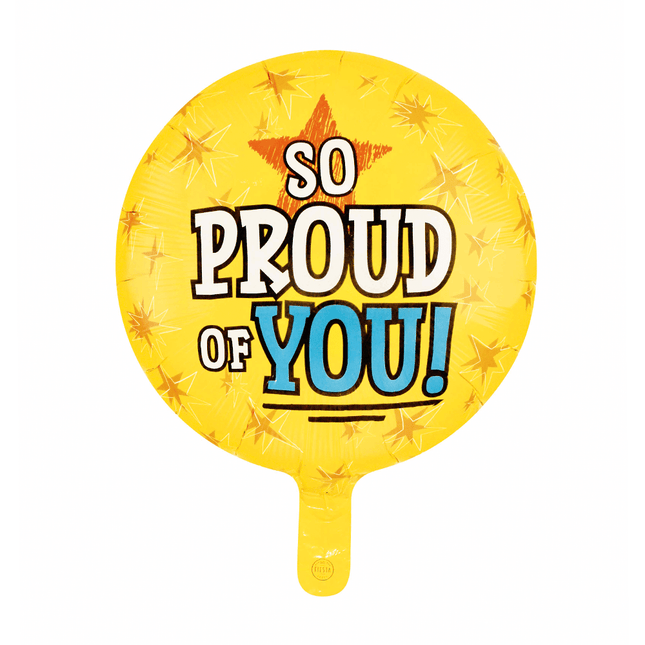 Gele Helium Ballon So Proud Of You Leeg 45cm van WeFiesta koop je bij Partywinkel