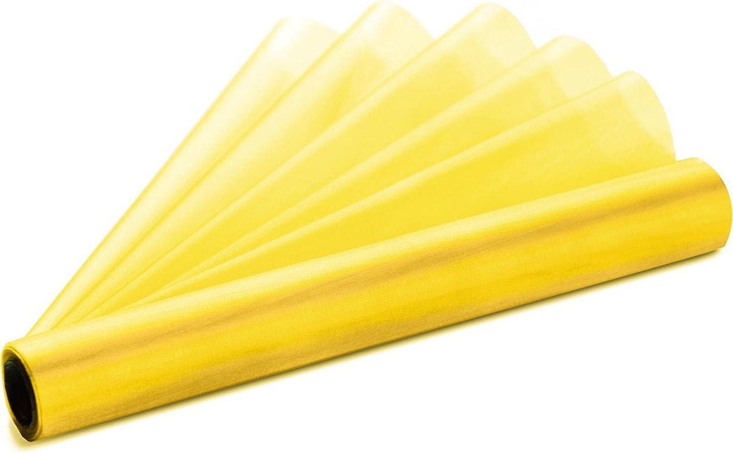 Gele Organza Stof 36cm 9m van Partydeco koop je bij Partywinkel