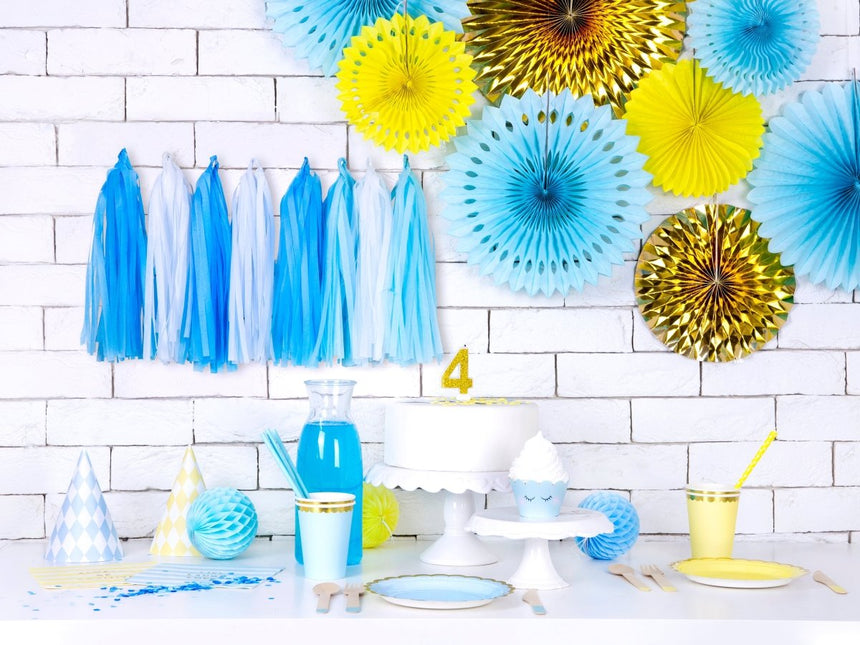 Gele Papieren Waaiers 20cm 3st van Partydeco koop je bij Partywinkel